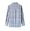 Women's Long Sleeve Plaid Shirt - Blue Cotton Cocoon, Mid-Length, 2026 Spring/Autumn Collection