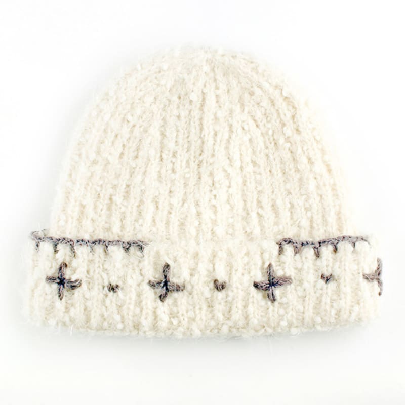 

Rubati Flower Hand Stitched Beanie_IVORY ONE