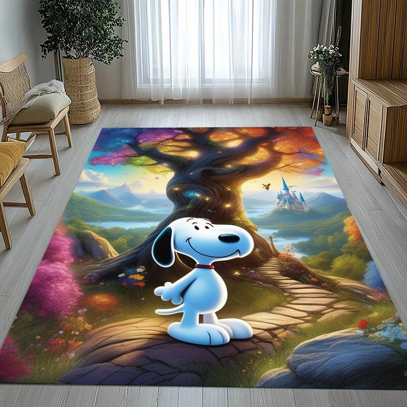 Tappeto Area Antiscivolo Cartoon Cane Snoopy Carino per Soggiorno, Morbido Tappeto per Camera da Letto, Stanza dei Giochi dei Bambini, Divano, Decorazione per la Casa, Zerbino, Regalo