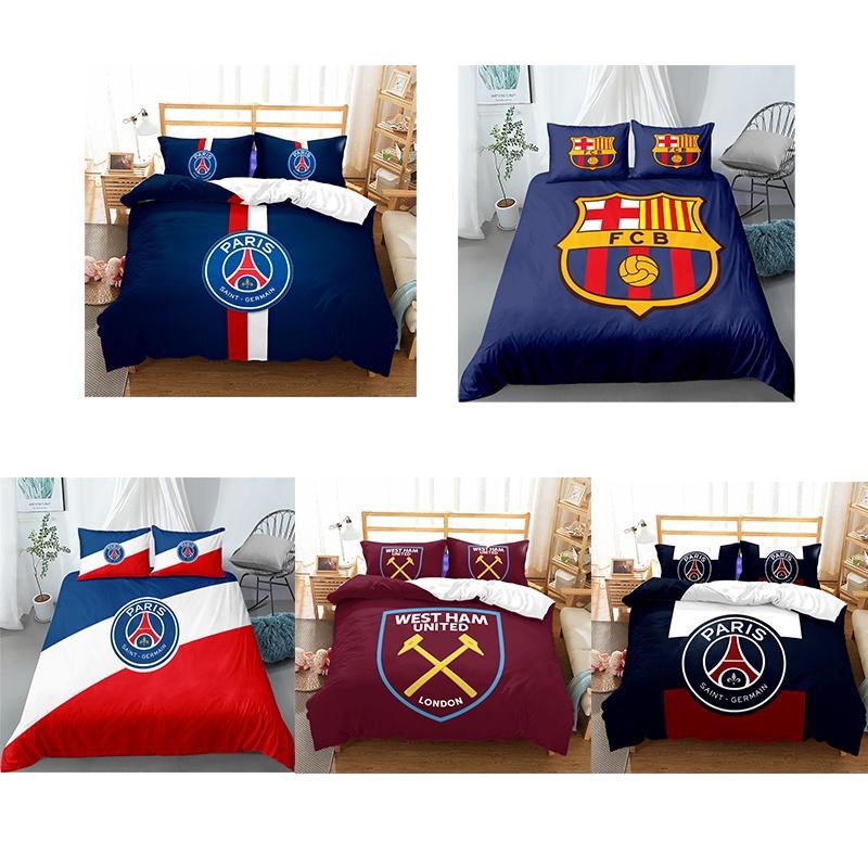 Logo Soccer Team Double 3 Piece Bedding Set Ball Sports Collection Home Textiles