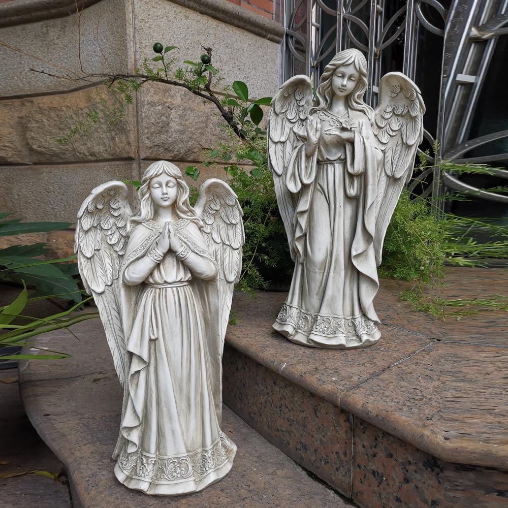 European Angel Girl Resin Sculpture for Garden Decor