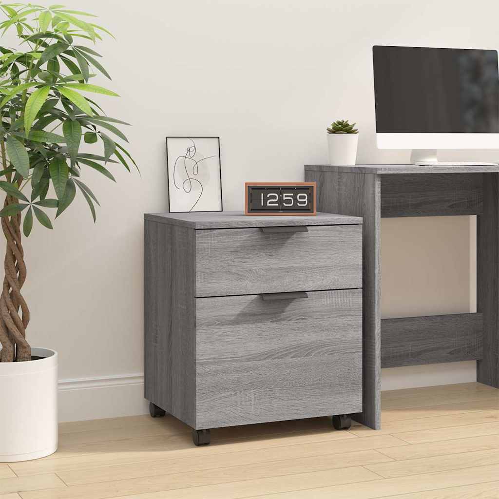 vidaXL Mobiler Aktenschrank mit Rollen Grau Sonoma 45x38x54 cm graue