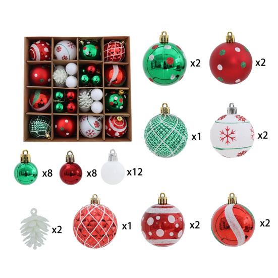 42 Buc. Ornamente Pictate pentru Globuri de Crăciun Set Decor Agățat din Plastic pentru Brad și Petrecere Incasabile Ușoare Festive Decor de Casă