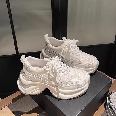 Spring New Heightened Thick-soled Retro High-end Shoes Women's Mesh Sports and Leisure Shoes Children