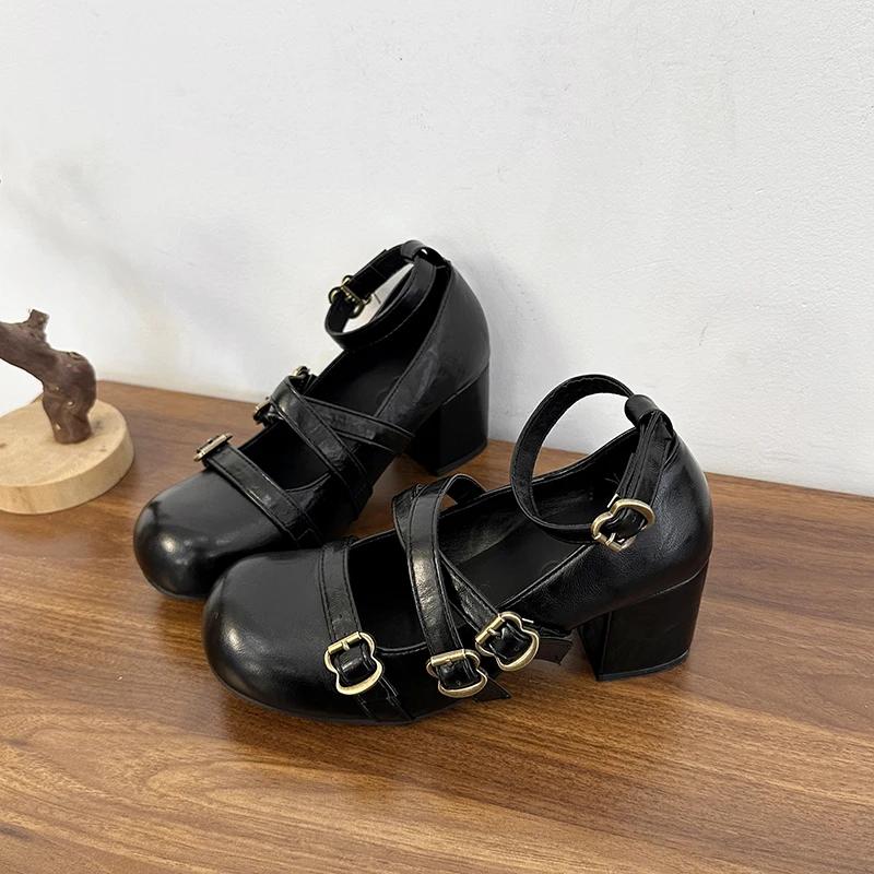Women's Shoes Classic Belt Buckle Design Women's Single Shoes Fashion Mary Jane Shoes Fashion Shallow Mouth Low Heel Single Shoe