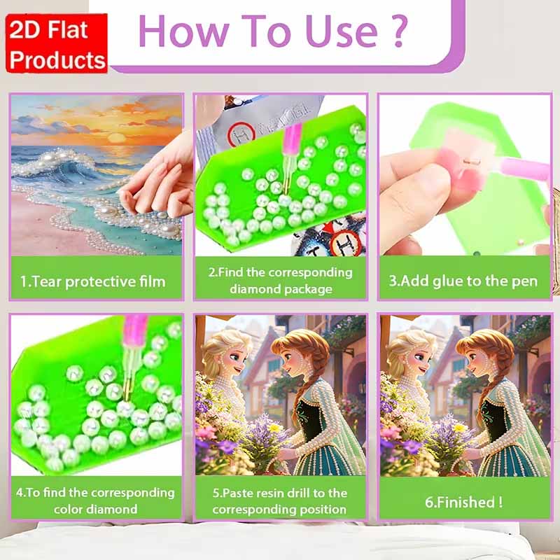 Disney Pearl Painting Anna and Elsa DIY Pearl Art Painting Pearl Gem Painting Pictures Crafts Special Shape Home Wall Decoration