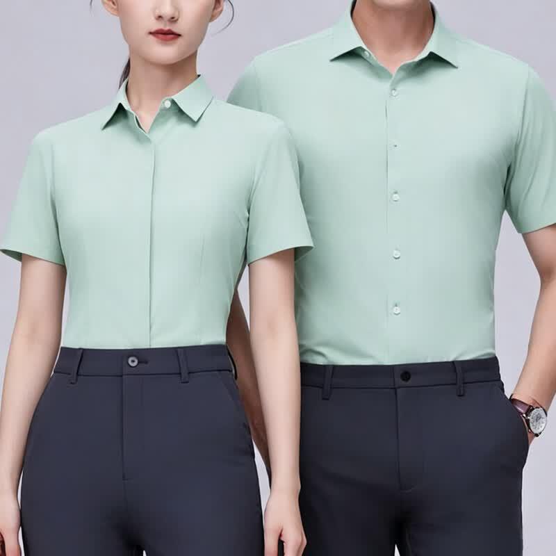 Yiliteng Unisex Short Sleeve Business Shirt