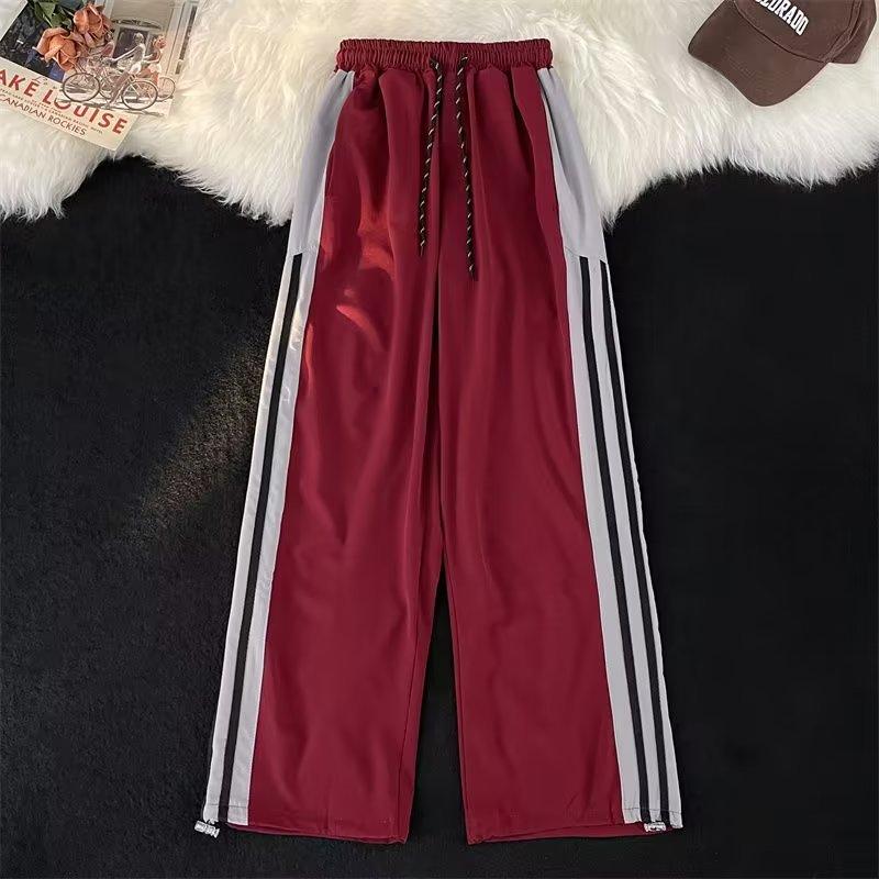 

Спортивные штаны 2025 новый тонкий дизайн нишевые спортивные повседневные ранняя осень красный моппинг широкие брюки мужские весна и осень XXXL красный