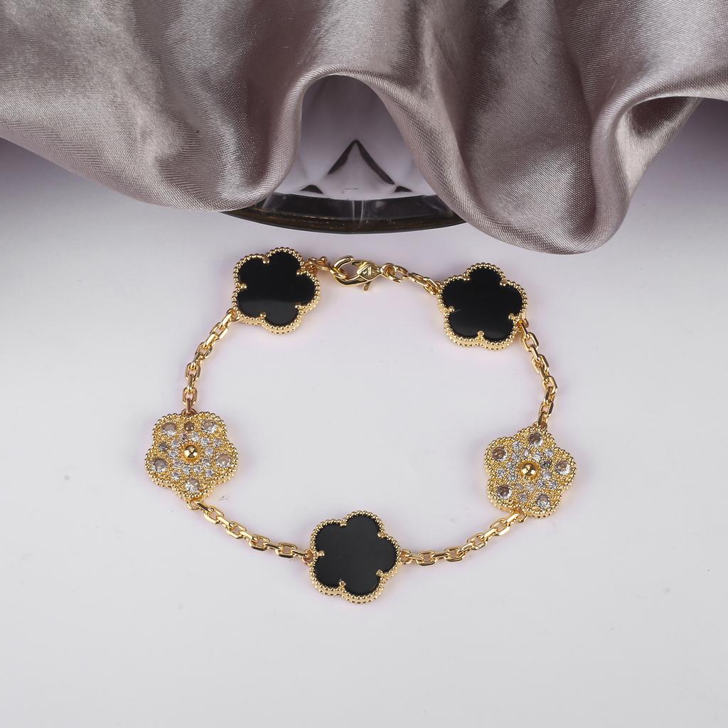 Classic 15mm Five Leaf Flower Adjustable Bracelet Natural Gem Simple Woman Flower Bracelet For Party Wedding Gift Free Shipping