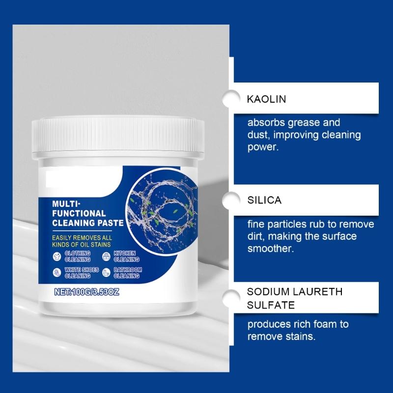 3.53oz Powerful Stain Removers Cream For Kitchen Bathroom Tile Floor Safe Formula With Efficient Effect Freshed Scent