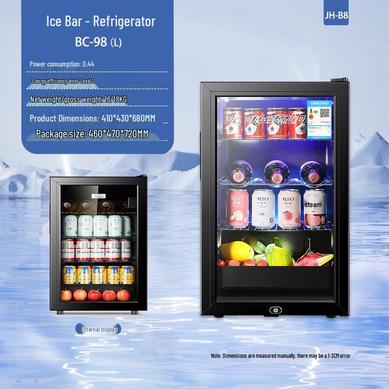 Ice Bar Single Door Display Fridge - Transparent Glass, Small Freezer Fresh-Keeping Cabinet