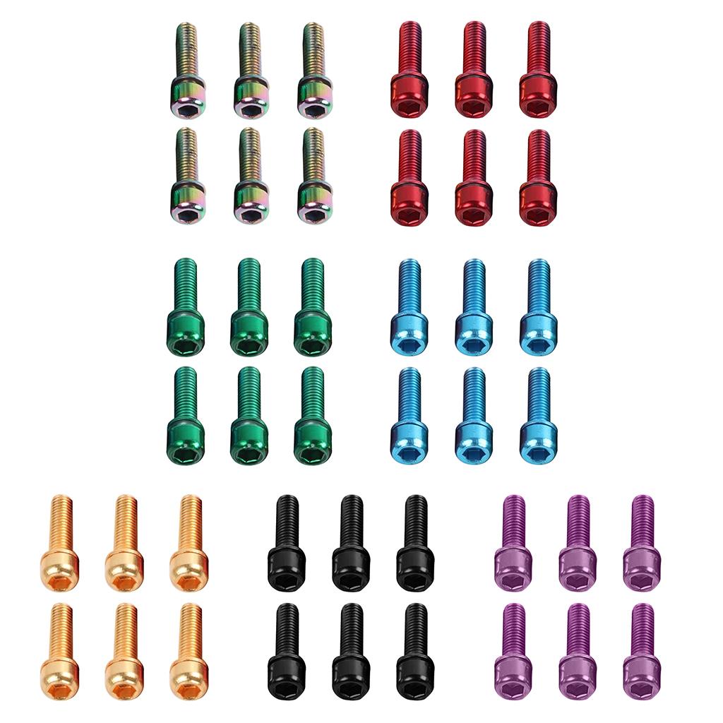 of 6 Bicycle Stem Screws M5x18mm Bolt with Washer Allen Tapered Bolts Screw Hardware for Bike