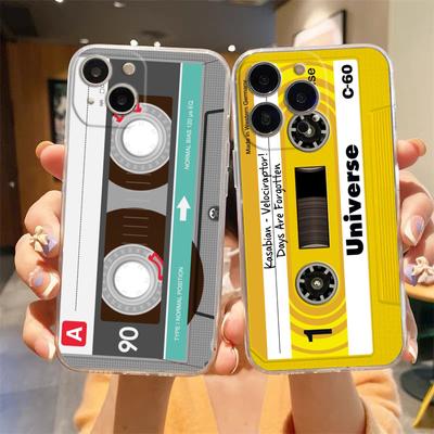 Cassette Tape Transparent Phone Case For iPhone 15 14 13 12 Mini 11 Pro Max XS X XR 7 8 Plus Clear Shockproof Silicone Cover