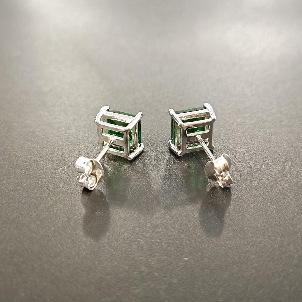 Quadratische Blau Rot Grün 925 Sterling Silber CZ Ohrstecker