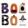 Customizable Halloween Letter Set Wooden BOO Ornaments, Lettering Decorations, Rustic Bat Pumpkin Ghost Playful Desktop Decorations Table Signs