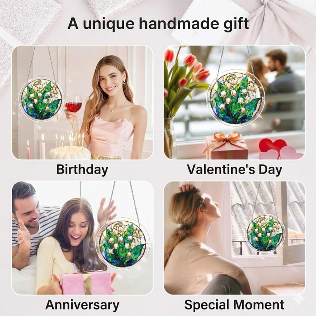 Acrylic Round Jigsaw Puzzle Suncatcher with Chain Hanging Puzzle Suncatchers for Home Garden Party Wedding Housewarming Gifts
