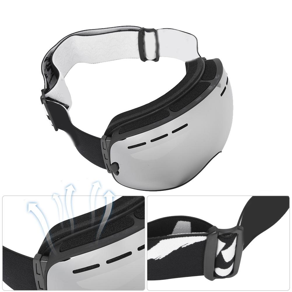 Outdoor Sport Skiing Safety Protective Anti Fog Double Layer Goggle Support Myopic Glasses(Black framefull vacuum