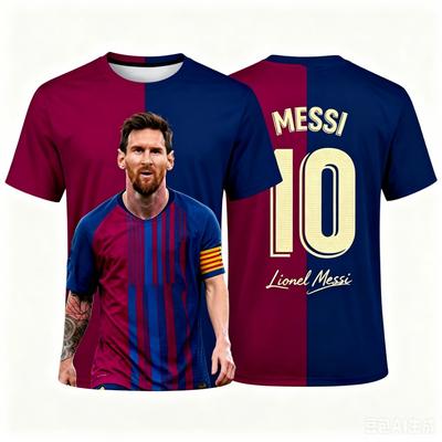 2026 MESSI T-shirt de Football Imprimé en 3D Mode d'Été Style Maillot Commémoratif Haut de Sport Décontracté pour Adultes et Enfants Toutes Tailles