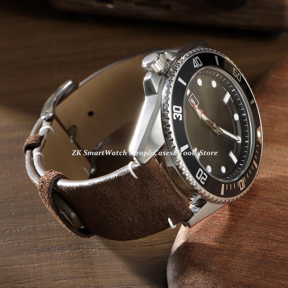 Soft Suede Strap 20mm 22mm Brown Blue Wristband 14mm 16mm 18mm Quick Release Calfskin Leather Bracelet for Women Men Accessories