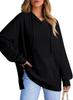 2024 Women's Hooded Waffle Knit Pullover Sweatshirt with Pocket, Long Sleeve, Autumn/Winter