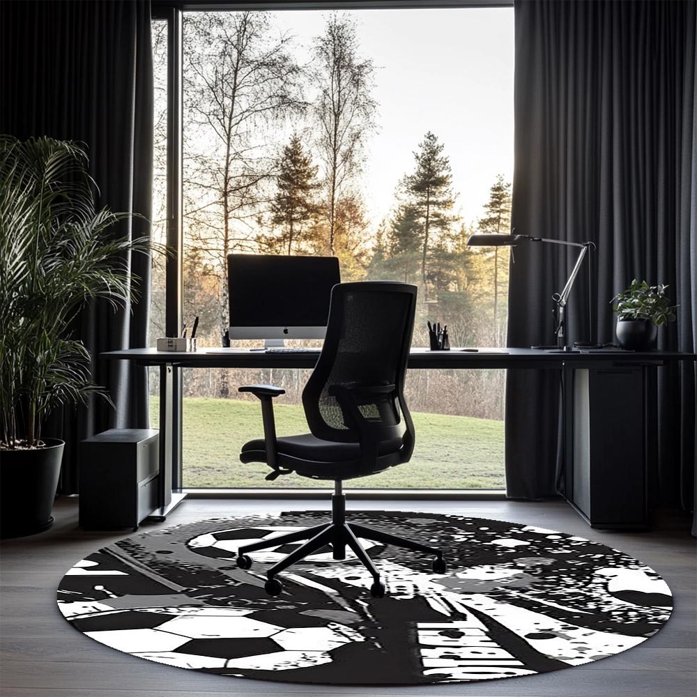 Fußball bedruckter runder Teppich Teppich Stuhlteppich Läufer Eingang Fußmatten, für Bürostuhl Wohnzimmer Schlafzimmer Küche.