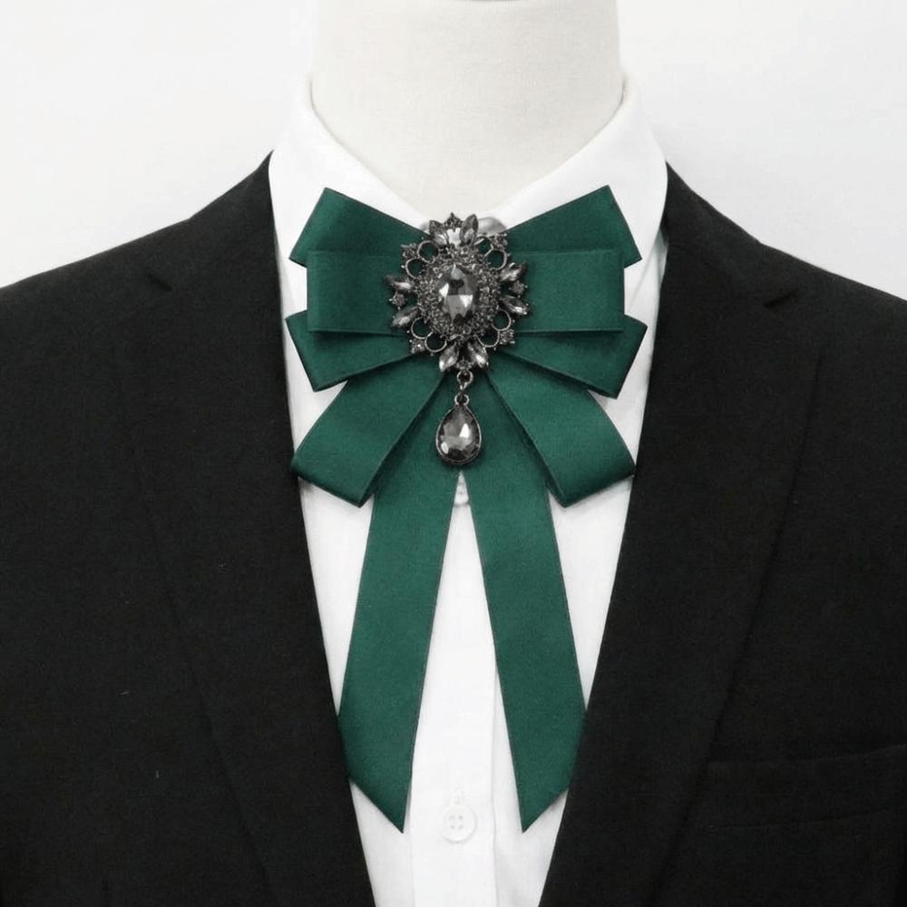 Elegant Alloy Bow Tie Pre-tied Rhinestone Bowknot Brooches Detachable Crystal Rhinestone Bowtie Jewelry Accessories