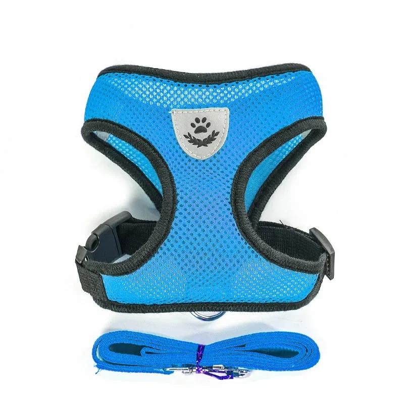 Breathable Mesh Dog Harness and Leash Set Adjustable Pet Vest for Small Medium Dogs Cats Anti-Escape Puppy Walking Supplies