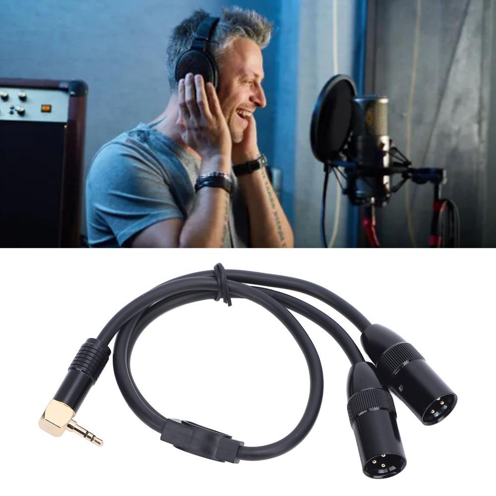 Male Connector 3.5mm to Dual XLR Male Flexible Y Splitter Cable Audio Cable  Speakers Connection