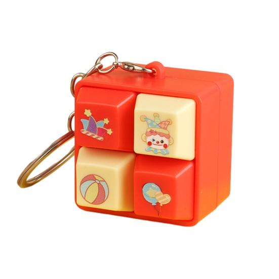4-Keys Keyboard Fidget Toy with Light Sound Cartoon Keyboard Finger Clicker Toy Decompression Button Fidget Keychain Stress Relief Desk
