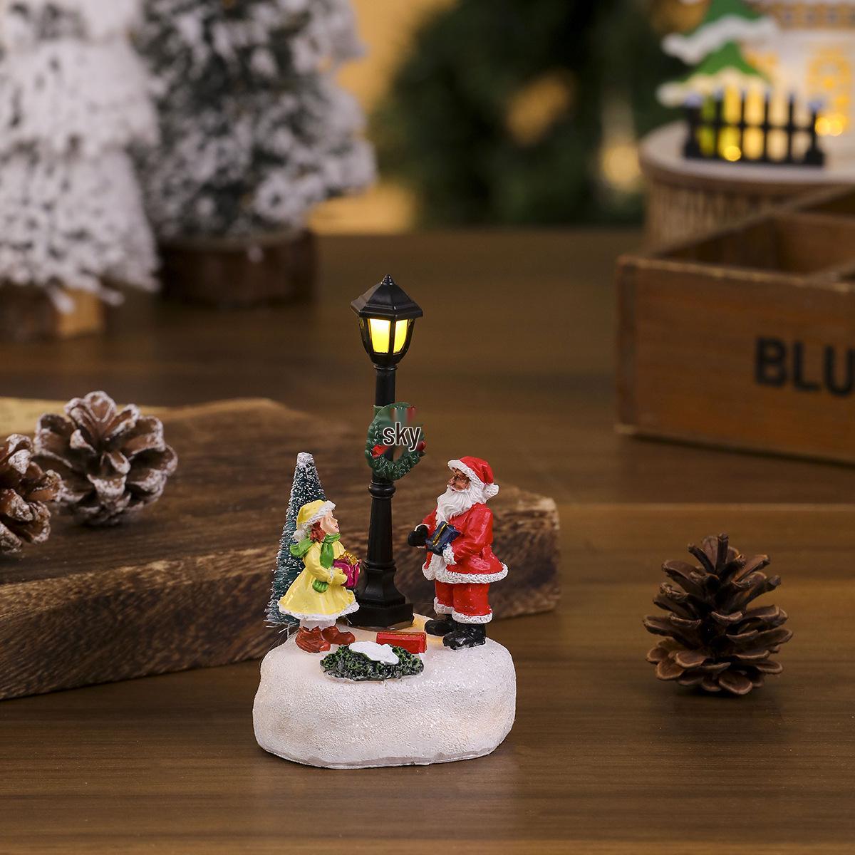 Luminous Resin Snowman House Ornament for Christmas Decor