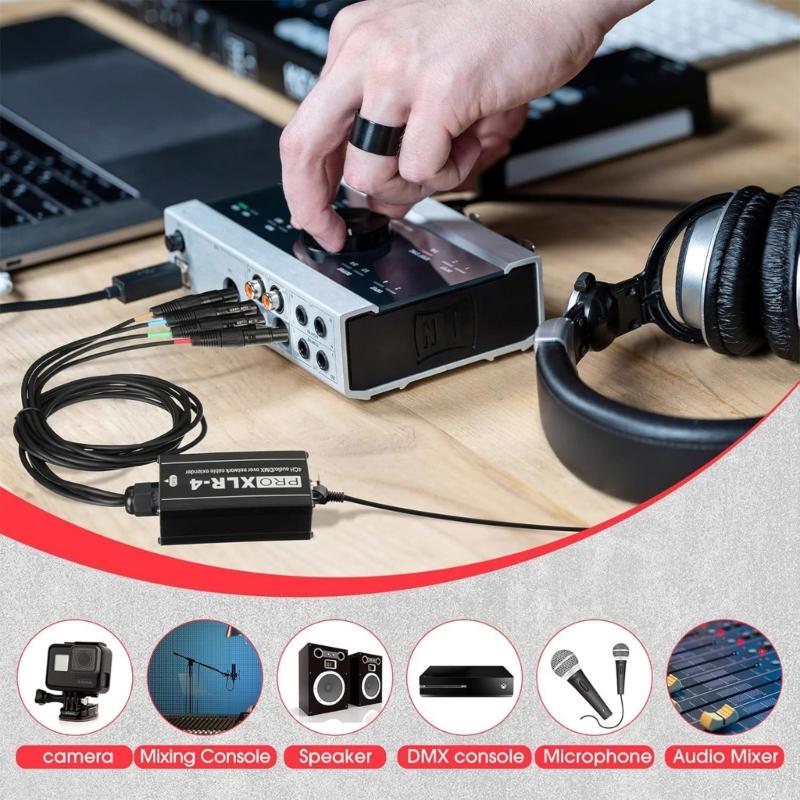 RJ45 To 4 Channel XLR Sound 3Pin Splitter For Cable Networking Extension Stage Studio Recording Connector Accessories