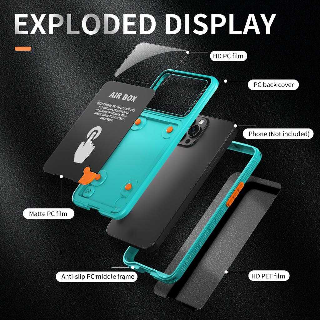 SHELLBOX Air Box Series For iPhone 15 Pro Max Waterproof Cover PC+TPU+PET Protective Phone Case