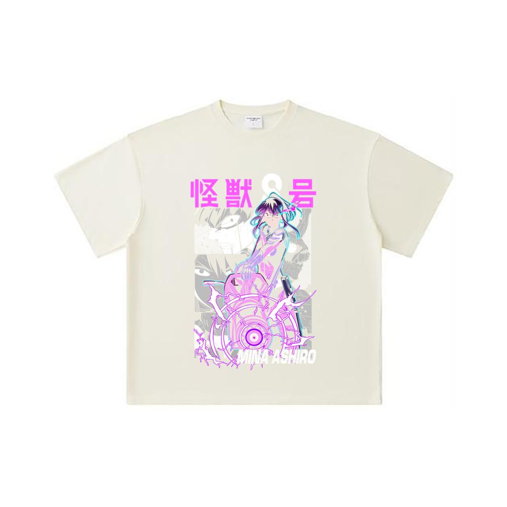 

260 GSM Double Yarn 32 Count 100% Cotton Kaiju No 8 V15 Mina Print Unisex Heavy Cotton T Shirt S абрикосовый