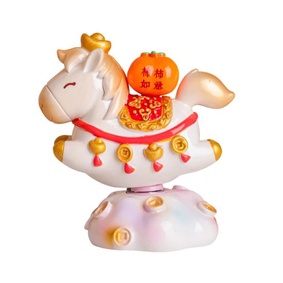 

Кукольное украшение в форме лошади, вращающийся дизайн, декоративная полимерная фигурка, устойчивая к трещинам, яркая кукольная фигурка белый