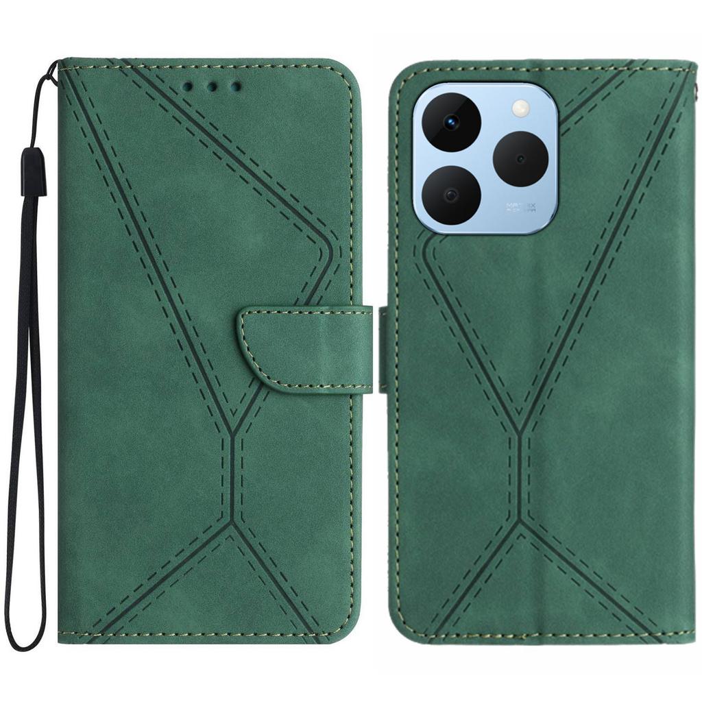 For Realme 15T 5G Case Skin Touch Lines Imprinted PU Leather Flip Phone Cover