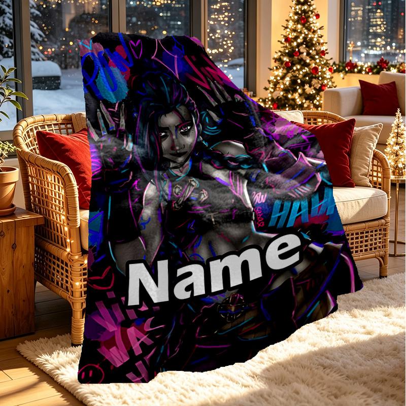 Custom Name Personalized Jinx Print Blanket, Home Decor, Bedroom, Sofa, Camping, Couch, Gifts for Birthday ChristmasEnthusiasts