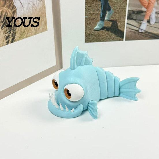 Smooth Surface Decoration 3D Printed Articulated Piranha, Flexible Joint Fish Models, Desktop Movable Office Fatigue Reliever Fidget Toy, Cute Piranha