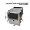 Stainless Steel Cat Litter Box Semi-Enclosed Design Cat Bedpans Anti-Scatter Pet Toilet for Easy Cleaning Durable Feline Supplie