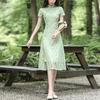 Lace Mid-length Daily Cheongsam Modified Low Neck Slim Fit Plus Size Chinese Style Ao Dai Dress