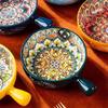Multipurpose Bohemians Handled Bowl Salad Bowl Ceramic Texture Oven Microwave Safe Dishwasher Cleanable Healthy Cooking