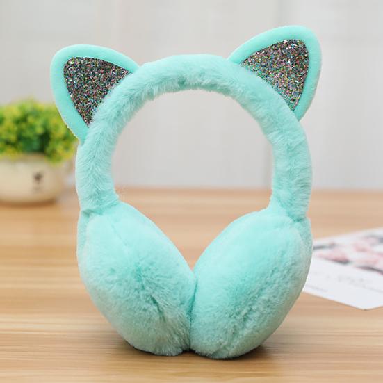 Women Lovely Winter Cats Ear Warmer Shiny Glitter Earmuff Cold Protection Warmer