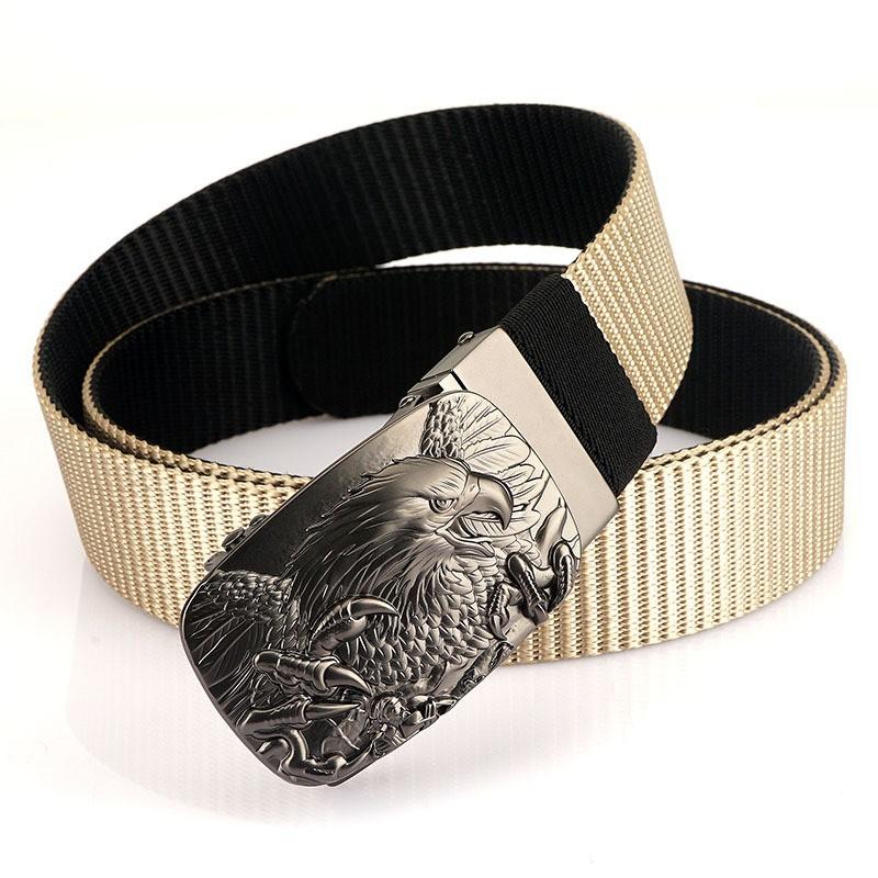Youth Outdoor Sports Double-sided Color Nylon Belt Canvas Men Simple Rotating Automatic Buckle 120cm