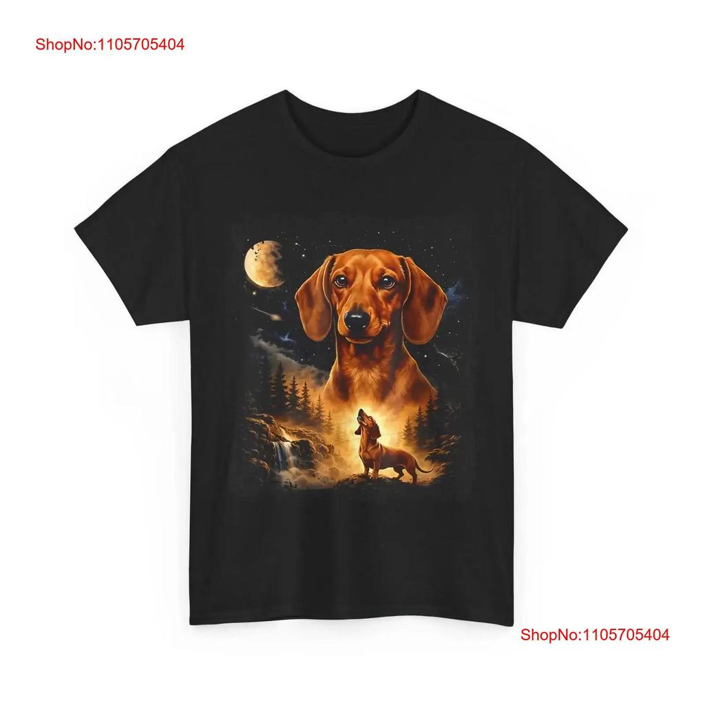 Dackel Heult Den Mond An T-Shirt Würstchenhund Mama Vintage Mode Designer Kleidung Atmungsaktiv