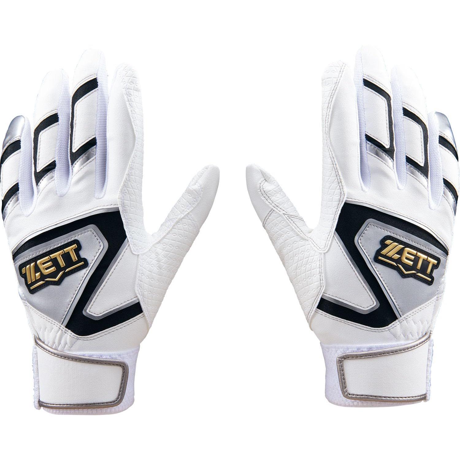Used New ZETT Batting Gloves Impact Batting Gloves for Both Hands Silver x White (1311) S BG19202