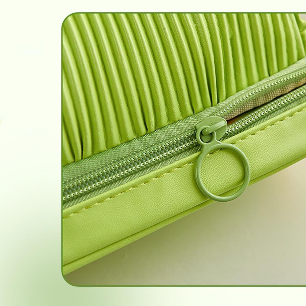 Dvoupatrový sáček na tužky Pouzdro na tužky Avokádově zelené krémové bílé PU pouzdro na kabelku na cesty na make-up psacích potřeb