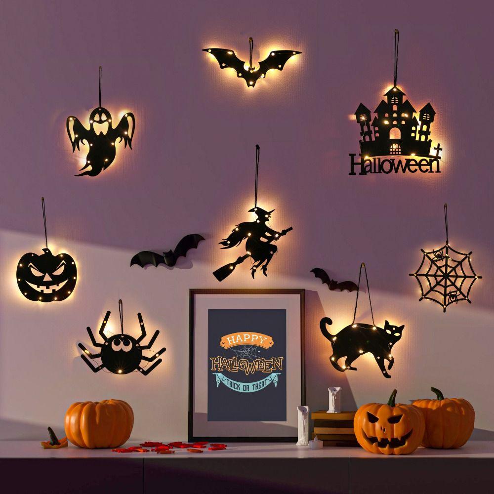 Spider Halloween Hang Tag Light Witch Halloween Front Door Light Spooky Prop