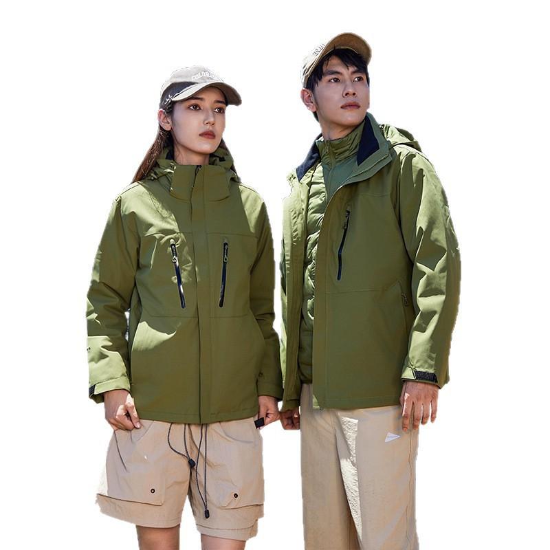 Men Women 2-in-1 Hiking Jacket With Down Liner Outdoor Camping Winter Coat