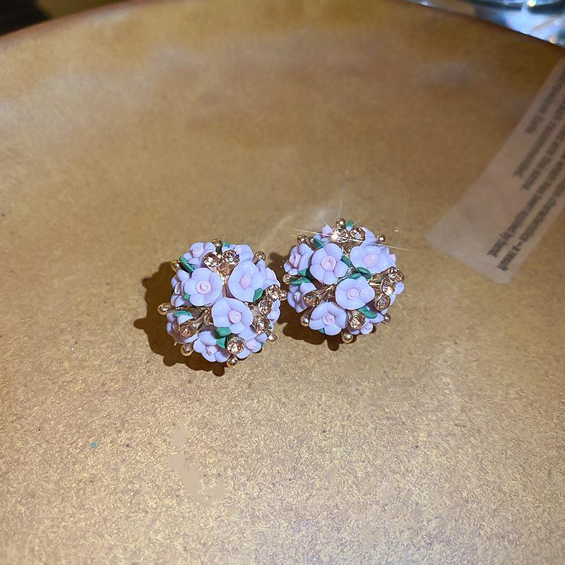 Silver Needle Butterfly Heart Earrings with Blue Gradient Drip - Elegant Autumn/Winter Studs