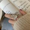 Korean Stylish Inspired S925 Open Ring With Textured Flame For Women Trendy