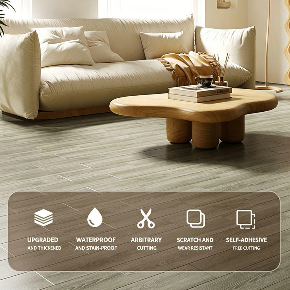 PVC Material Wood Grain Wall Sticker Heat Resistant Imitation Wall Tiles DIY Project